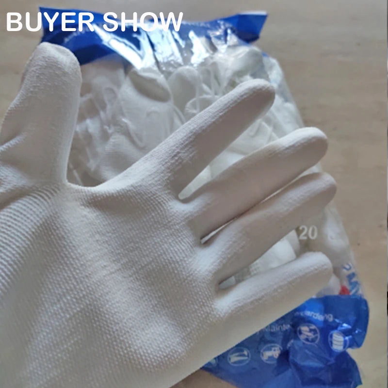 24 Pcs/12 Pairs Black PU Nitrile Industrial Protective Safety Work Glove With Nylon Cotton Knitted Coated Palm Gloves