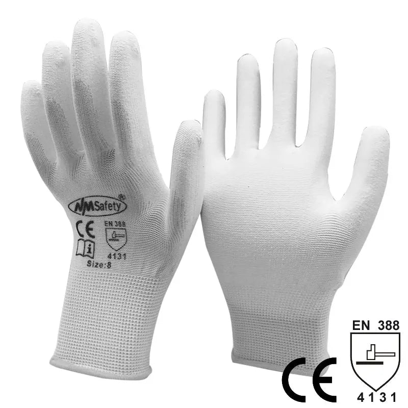 24 Pcs/12 Pairs Black PU Nitrile Industrial Protective Safety Work Glove With Nylon Cotton Knitted Coated Palm Gloves