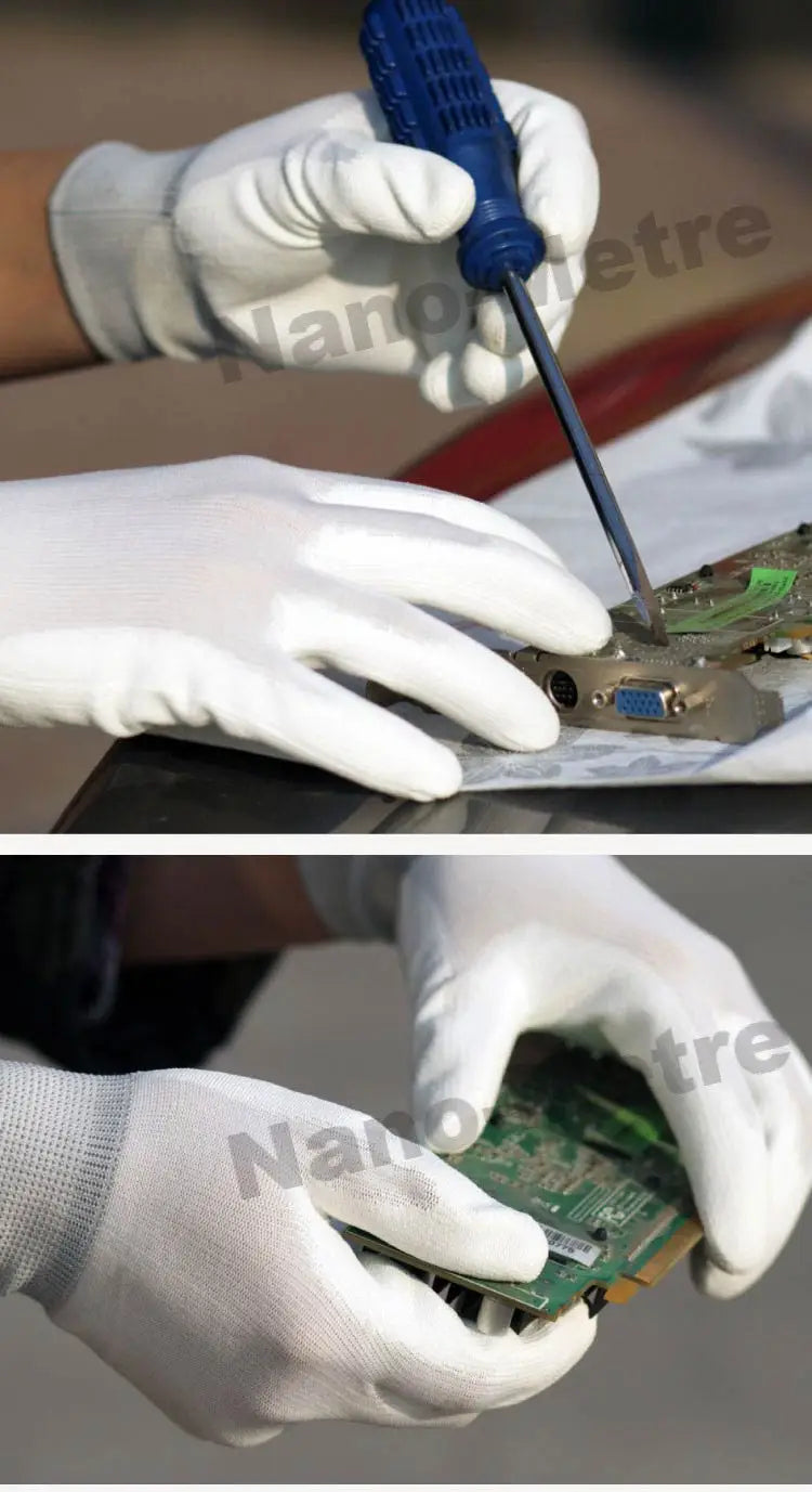 24 Pcs/12 Pairs Black PU Nitrile Industrial Protective Safety Work Glove With Nylon Cotton Knitted Coated Palm Gloves