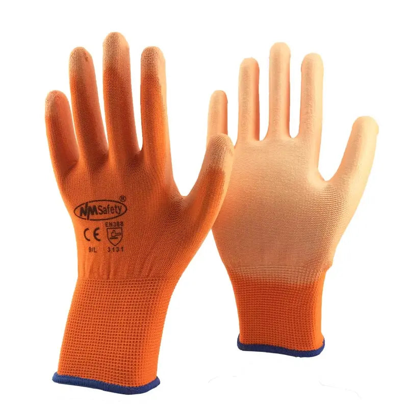 24 Pcs/12 Pairs Black PU Nitrile Industrial Protective Safety Work Glove With Nylon Cotton Knitted Coated Palm Gloves