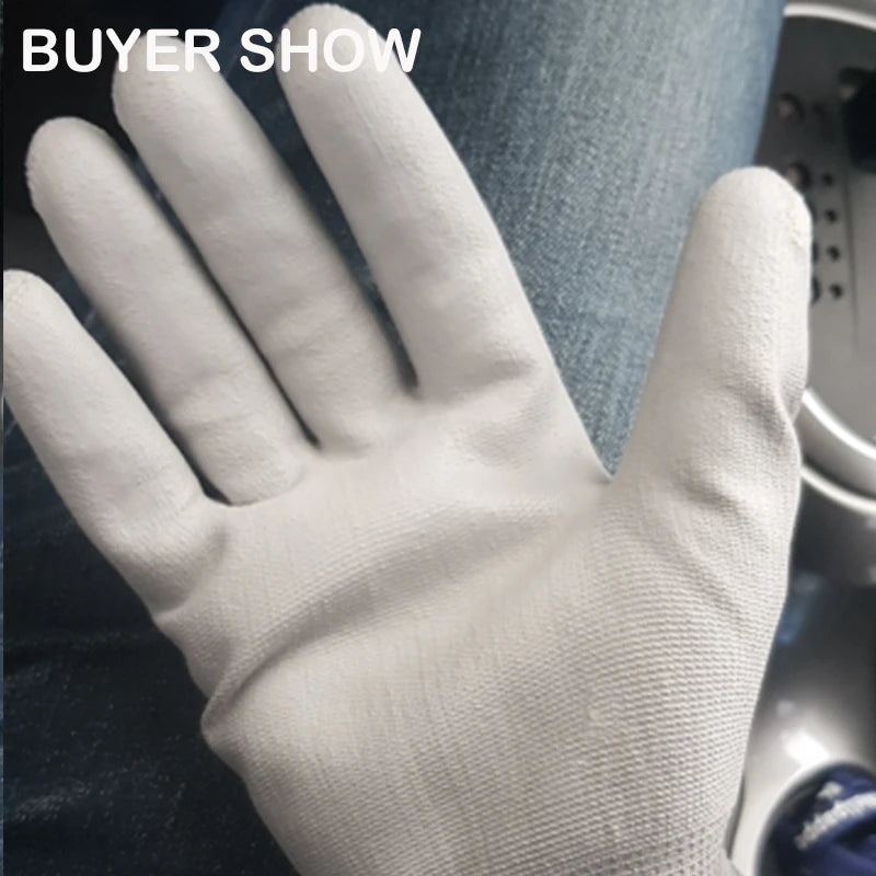 24 Pcs/12 Pairs Black PU Nitrile Industrial Protective Safety Work Glove With Nylon Cotton Knitted Coated Palm Gloves