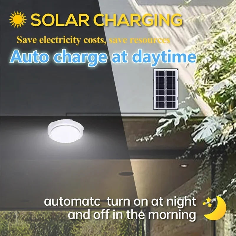 LED Solar Ceiling Light 25/40/60/80/100W  Solar Lamp Outdoor Waterproof Remote Control for Garden Hallway Indoor Living Room