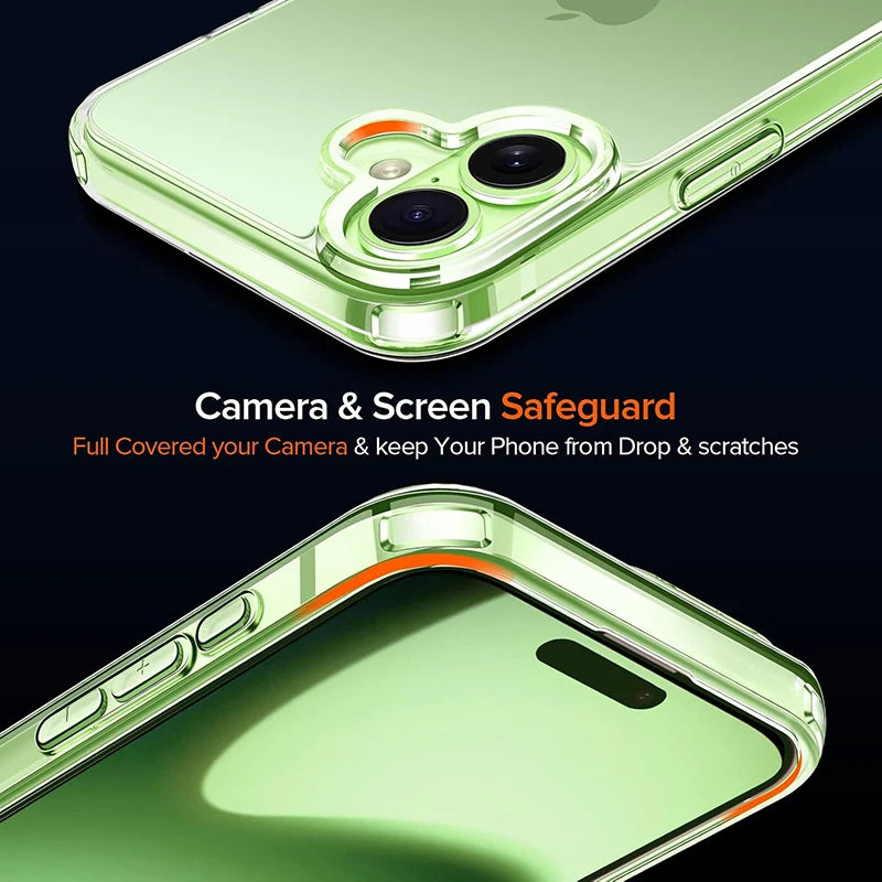 Shockproof Acrylic Hard Case for iPhone 17 Air Cover Silicone Soft Back Cover for iPhone 17 16 15 14 13 12 11 Pro Max Mini Shell