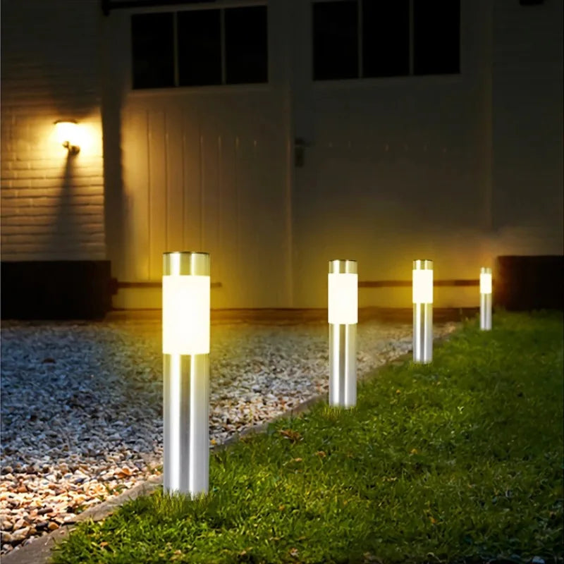 Solar Garden Pathway Lights Outdoor Waterproof LED Lighting Ground Plug Bollard Light for Patio Gardens Pathways Lawn Yard