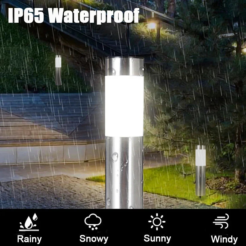 Solar Garden Pathway Lights Outdoor Waterproof LED Lighting Ground Plug Bollard Light for Patio Gardens Pathways Lawn Yard