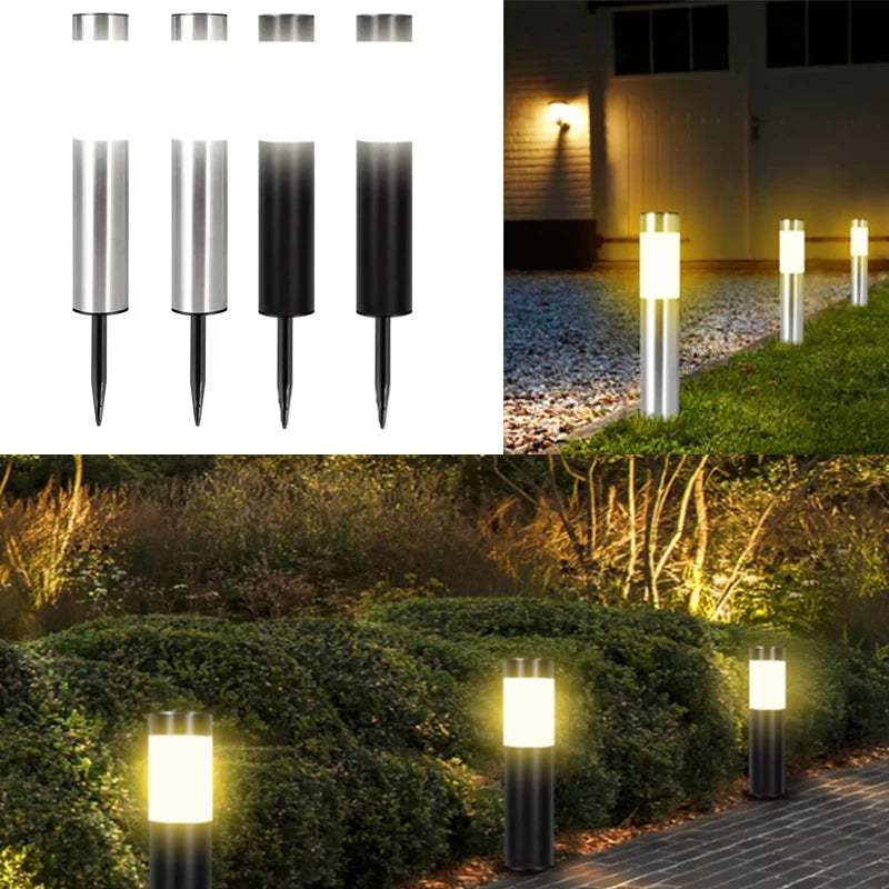 Solar Garden Pathway Lights Outdoor Waterproof LED Lighting Ground Plug Bollard Light for Patio Gardens Pathways Lawn Yard