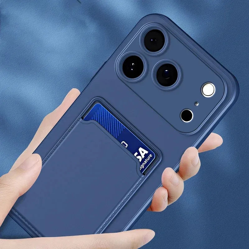 For iPhone 17ProMax 17 17Air Air Pro Max 17Pro 16 16Plus Plus + 16E Card Slot Wallet Bag Cover Luxury Silicone Soft Phone Cases