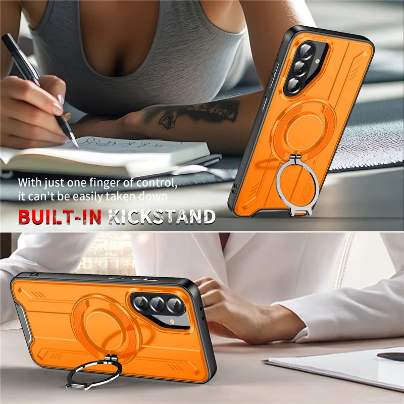 Armor Magnetic Ring Shockproof Case For Samsung Galaxy A14 A15 A35 A55 A16 A26 A36 A56 5G Magsafe Wireless Charging Cover