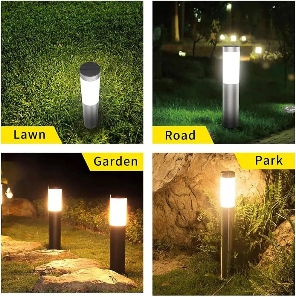 Solar Garden Pathway Lights Outdoor Waterproof LED Lighting Ground Plug Bollard Light for Patio Gardens Pathways Lawn Yard