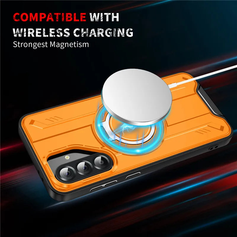 Armor Magnetic Ring Shockproof Case For Samsung Galaxy A14 A15 A35 A55 A16 A26 A36 A56 5G Magsafe Wireless Charging Cover
