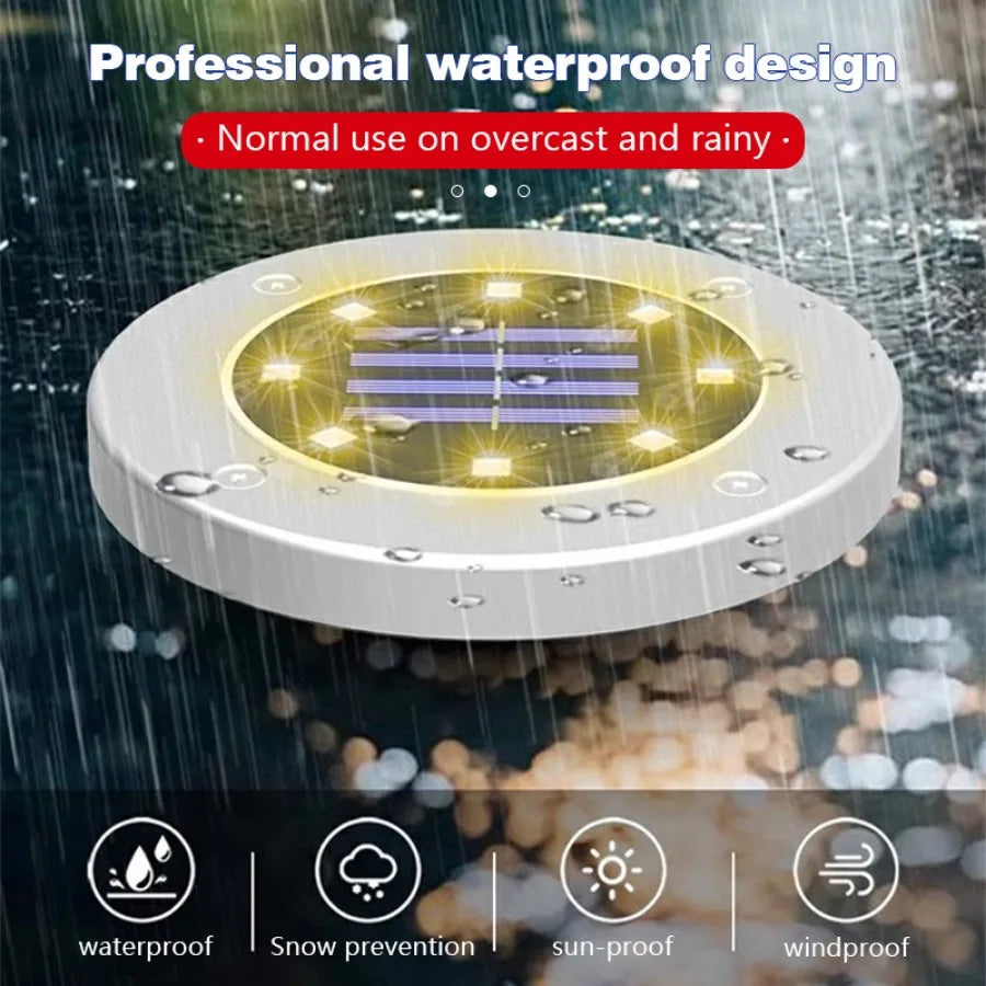8/20 LED Solar Disc Light Outdoor IP65 Waterproof Underground Light Courtyard Road Deck Lamp Garden Lawn Decorative Spotlight