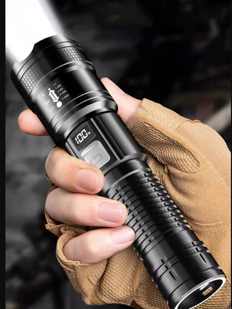 High Strong Power Led Flashlights Tactical Flash Light Torch Ultra Bright Lamp USB Charging Camping Fishing Defensa Zoom Lantern