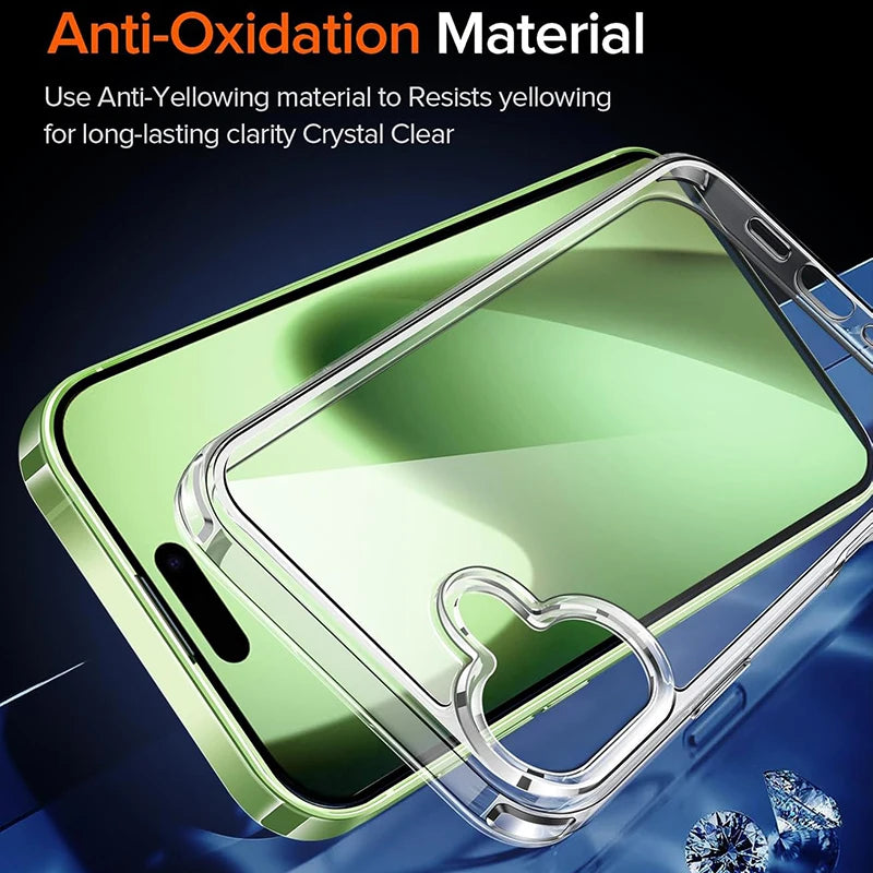 Shockproof Acrylic Hard Case for iPhone 17 Air Cover Silicone Soft Back Cover for iPhone 17 16 15 14 13 12 11 Pro Max Mini Shell