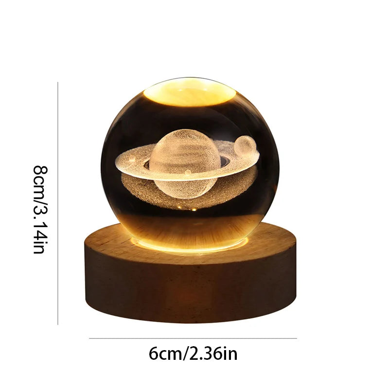 Night Light, LED Light, Crystal Ball, USB Powered, Saturn, Elk, Milky Way, Pattern, Ambient Light, Christmas Gift Light