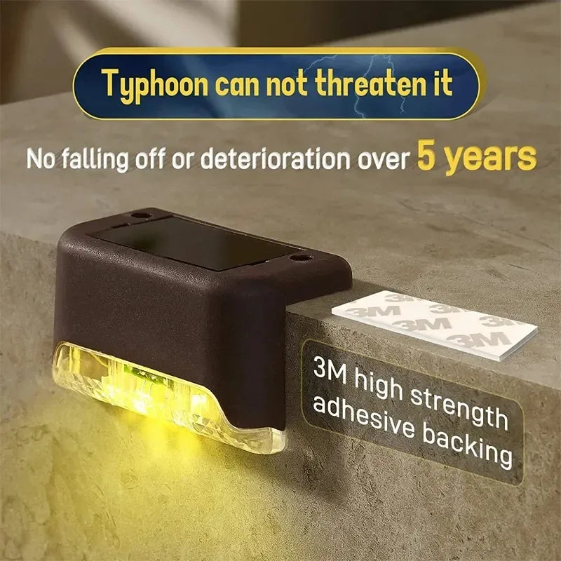 4-20PCS Warm White LED Solar Step Lights Outdoor Garden Path Stair Lights Waterproof Balcony Patio Fence Lighting Decoration