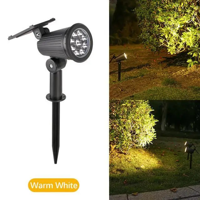 9LED Solar Spotlights Garden Waterproof IP65 Spot Lights Brightness Adjustable for Outdoor Backyard Driveway Lawn Decor Lighting
