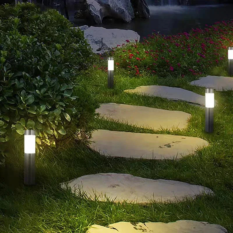 Solar Garden Pathway Lights Outdoor Waterproof LED Lighting Ground Plug Bollard Light for Patio Gardens Pathways Lawn Yard