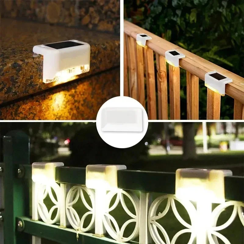 4-20PCS Warm White LED Solar Step Lights Outdoor Garden Path Stair Lights Waterproof Balcony Patio Fence Lighting Decoration
