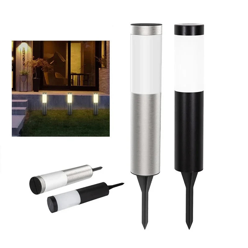 Solar Garden Pathway Lights Outdoor Waterproof LED Lighting Ground Plug Bollard Light for Patio Gardens Pathways Lawn Yard