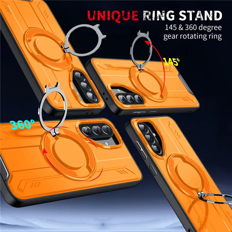 Armor Magnetic Ring Shockproof Case For Samsung Galaxy A14 A15 A35 A55 A16 A26 A36 A56 5G Magsafe Wireless Charging Cover