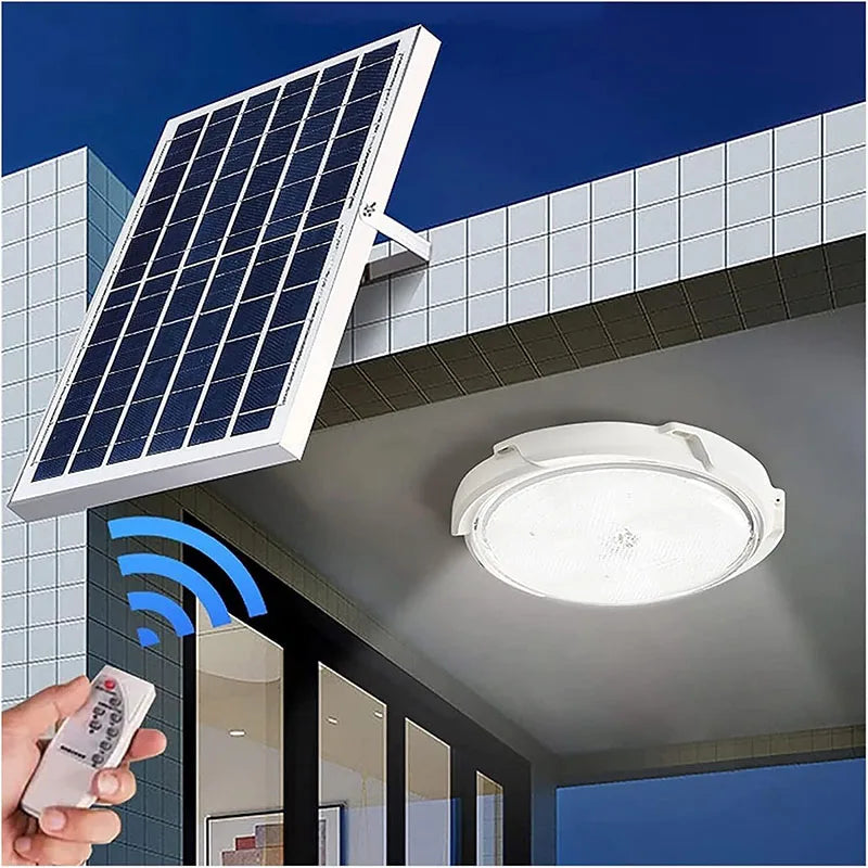 LED Solar Ceiling Light 25/40/60/80/100W  Solar Lamp Outdoor Waterproof Remote Control for Garden Hallway Indoor Living Room