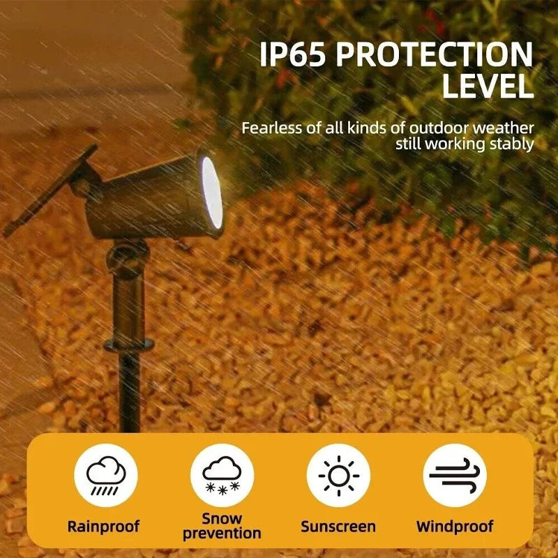 9LED Solar Spotlights Garden Waterproof IP65 Spot Lights Brightness Adjustable for Outdoor Backyard Driveway Lawn Decor Lighting