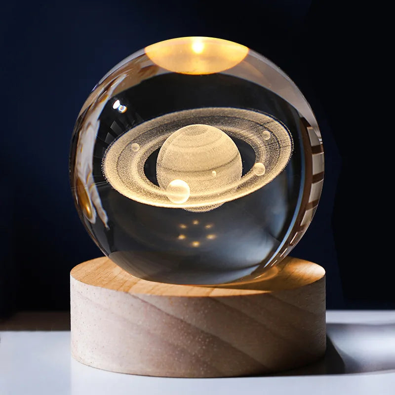 Night Light, LED Light, Crystal Ball, USB Powered, Saturn, Elk, Milky Way, Pattern, Ambient Light, Christmas Gift Light