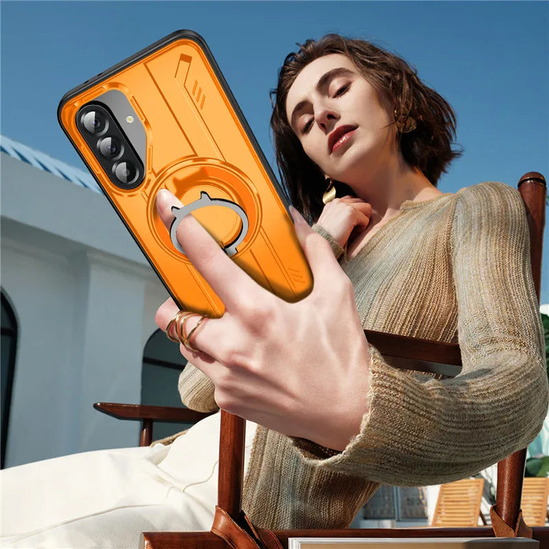 Armor Magnetic Ring Shockproof Case For Samsung Galaxy A14 A15 A35 A55 A16 A26 A36 A56 5G Magsafe Wireless Charging Cover