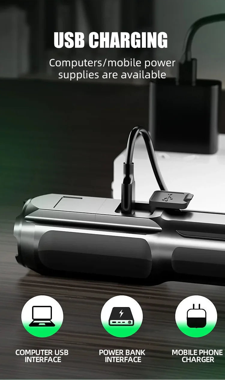 Powerful LED Flashlight Rechargeable USB 18650 Waterproof Zoom Fishing Hunting Camping 100,000 Lumens Tactical Flashlight LED FL