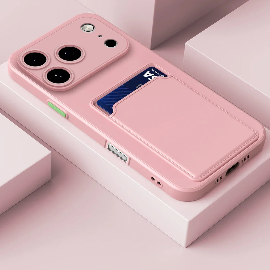 For iPhone 17ProMax 17 17Air Air Pro Max 17Pro 16 16Plus Plus + 16E Card Slot Wallet Bag Cover Luxury Silicone Soft Phone Cases