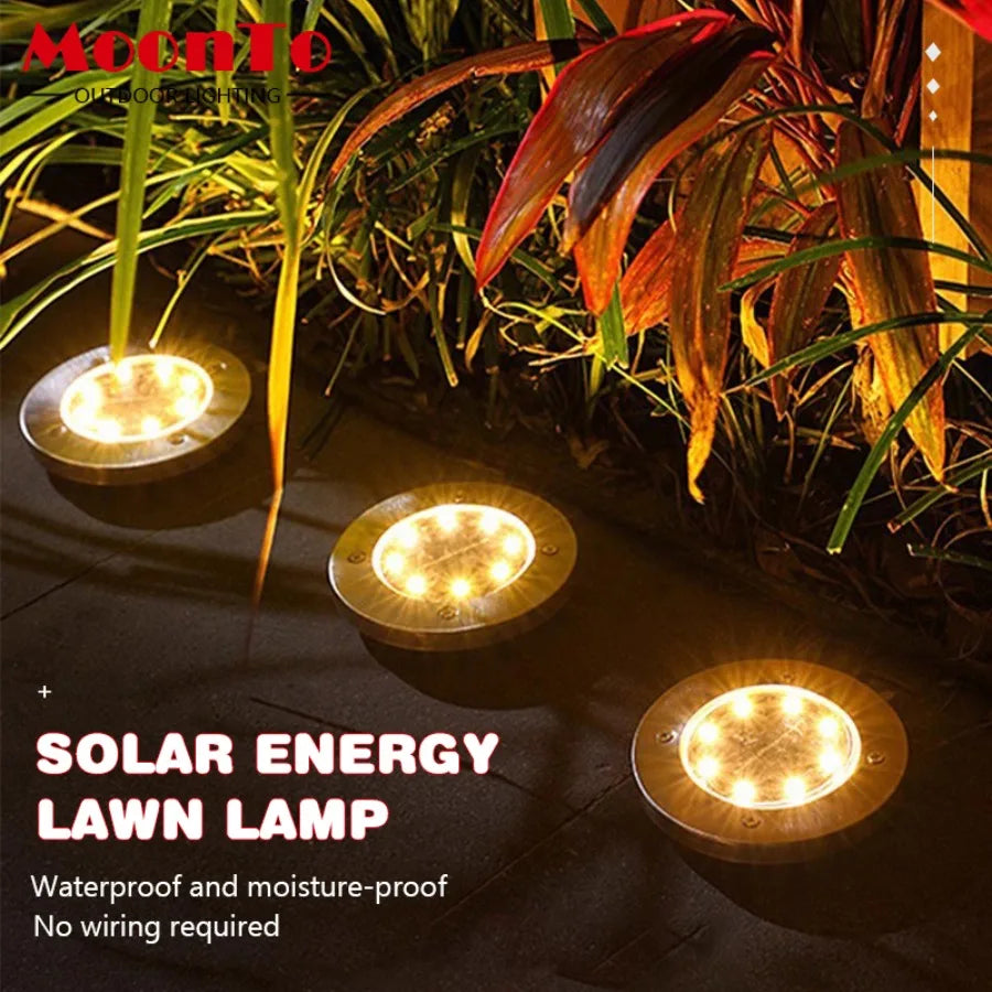 8/20 LED Solar Disc Light Outdoor IP65 Waterproof Underground Light Courtyard Road Deck Lamp Garden Lawn Decorative Spotlight