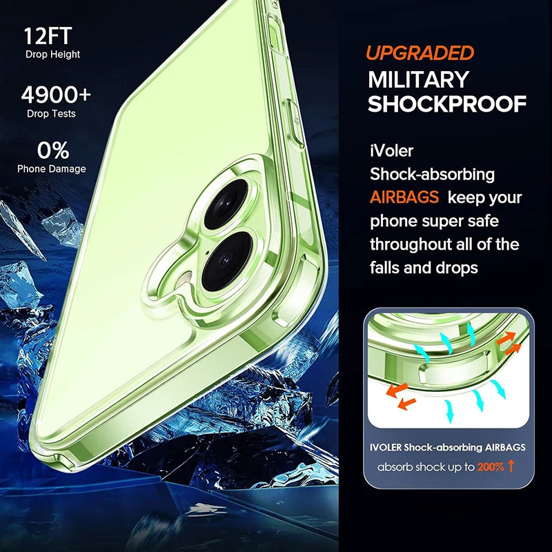 Shockproof Acrylic Hard Case for iPhone 17 Air Cover Silicone Soft Back Cover for iPhone 17 16 15 14 13 12 11 Pro Max Mini Shell