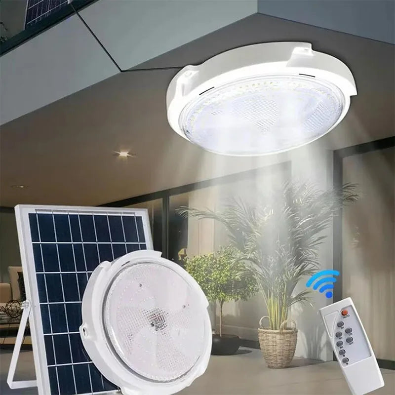 LED Solar Ceiling Light 25/40/60/80/100W  Solar Lamp Outdoor Waterproof Remote Control for Garden Hallway Indoor Living Room
