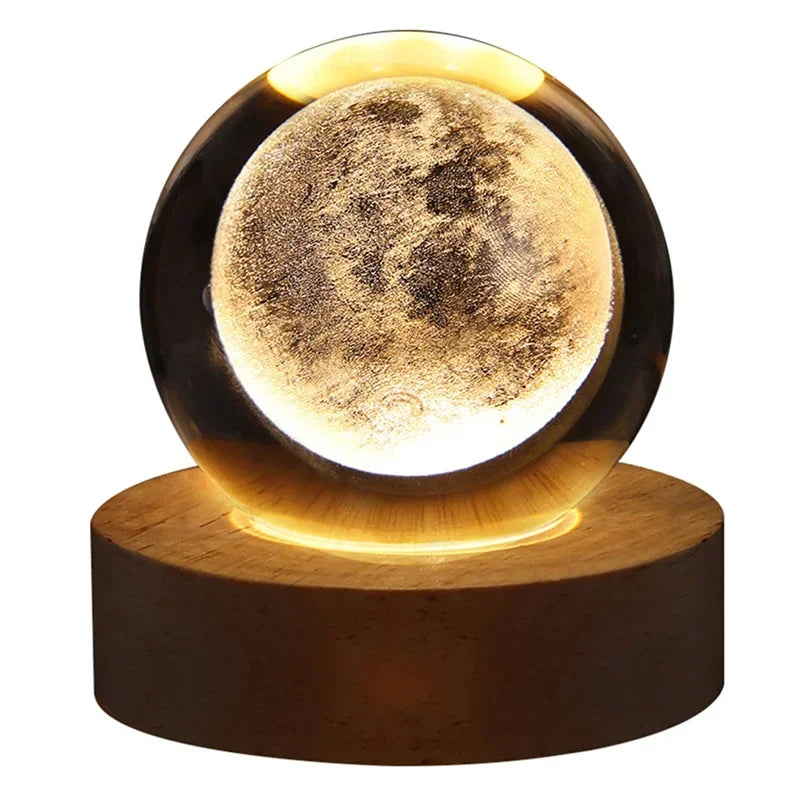 Night Light, LED Light, Crystal Ball, USB Powered, Saturn, Elk, Milky Way, Pattern, Ambient Light, Christmas Gift Light