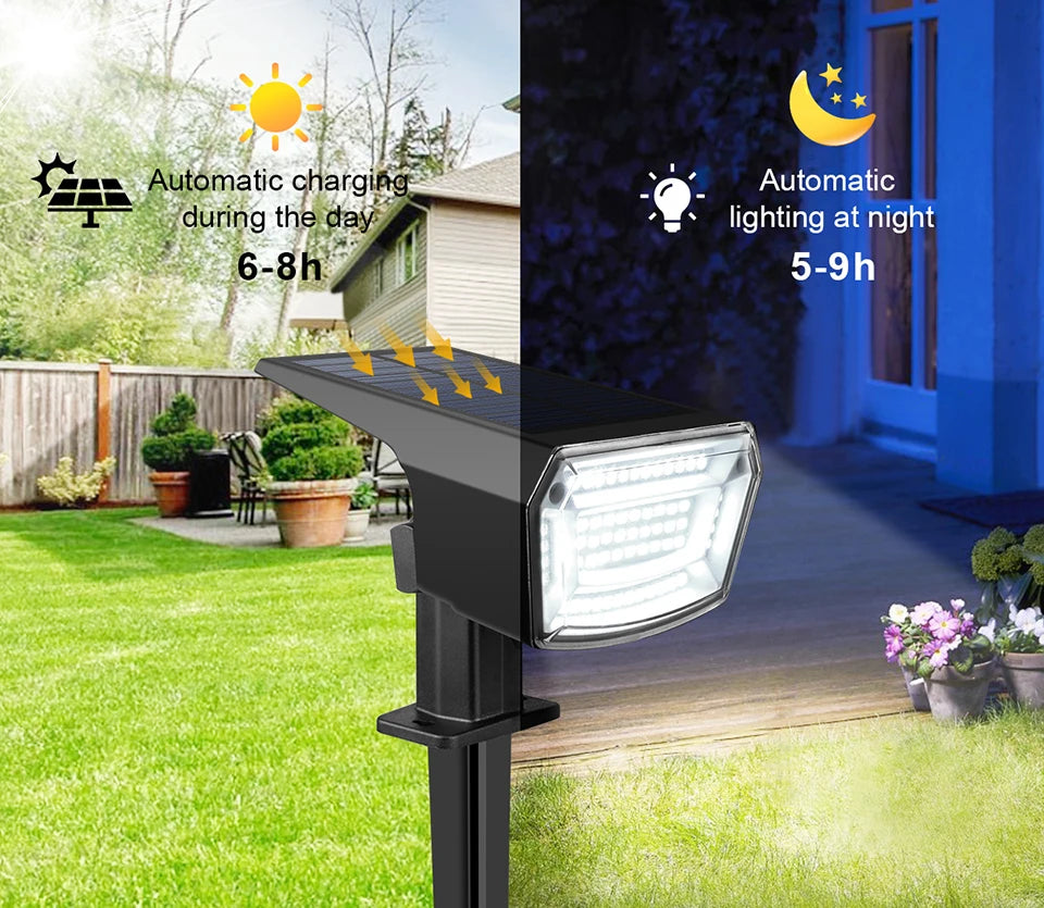 1200mAh Battery Power Outdoor LED Solar Spot Light Waterproof Garden Spotlight For Yard Backyard Lawn Walkway Landscape Decor