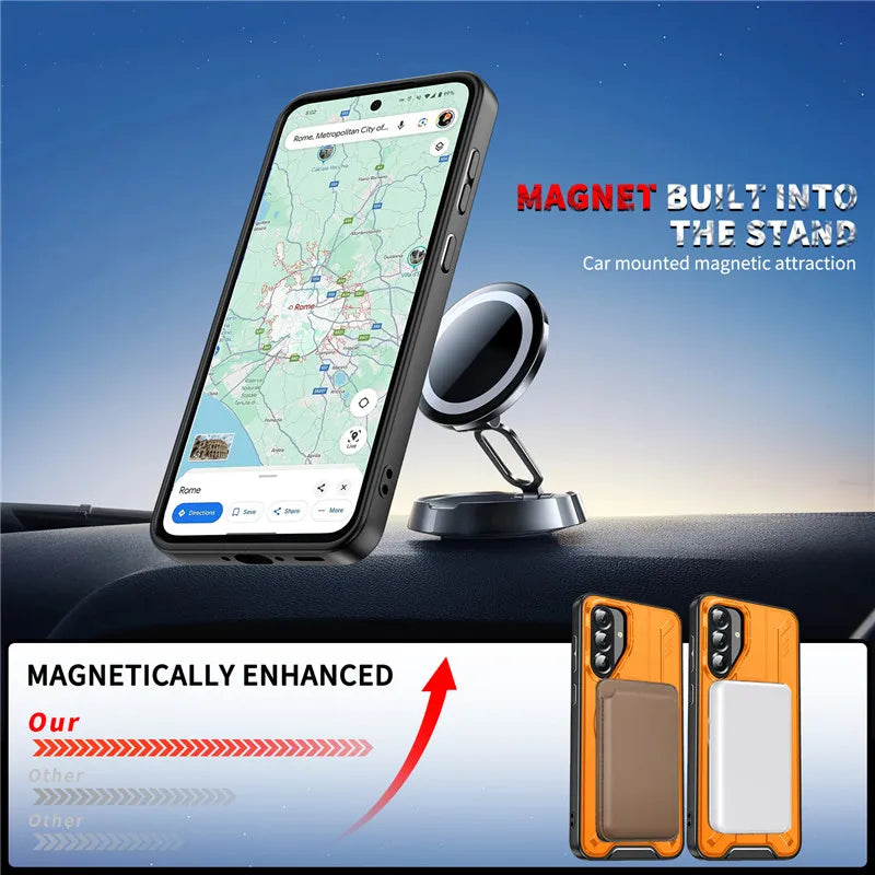 Armor Magnetic Ring Shockproof Case For Samsung Galaxy A14 A15 A35 A55 A16 A26 A36 A56 5G Magsafe Wireless Charging Cover