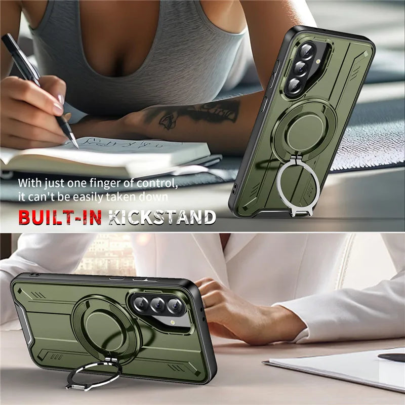 Armor Magnetic Ring Shockproof Case For Samsung Galaxy A14 A15 A35 A55 A16 A26 A36 A56 5G Magsafe Wireless Charging Cover