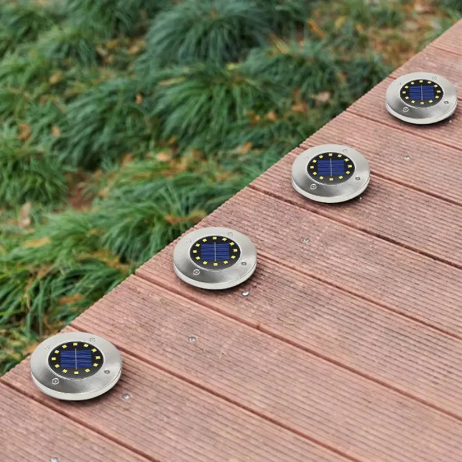 8/20 LED Solar Disc Light Outdoor IP65 Waterproof Underground Light Courtyard Road Deck Lamp Garden Lawn Decorative Spotlight