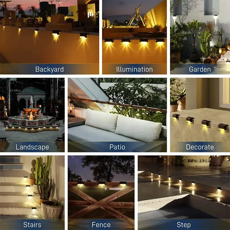 4-20PCS Warm White LED Solar Step Lights Outdoor Garden Path Stair Lights Waterproof Balcony Patio Fence Lighting Decoration