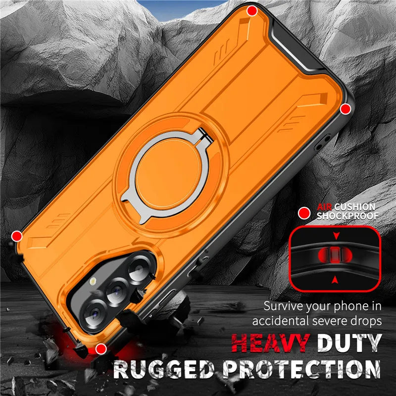 Armor Magnetic Ring Shockproof Case For Samsung Galaxy A14 A15 A35 A55 A16 A26 A36 A56 5G Magsafe Wireless Charging Cover