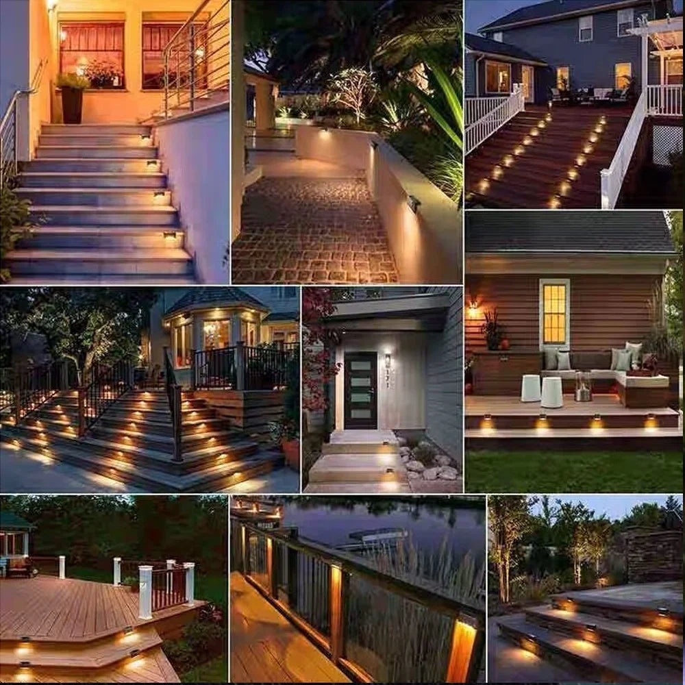 4-20PCS Warm White LED Solar Step Lights Outdoor Garden Path Stair Lights Waterproof Balcony Patio Fence Lighting Decoration