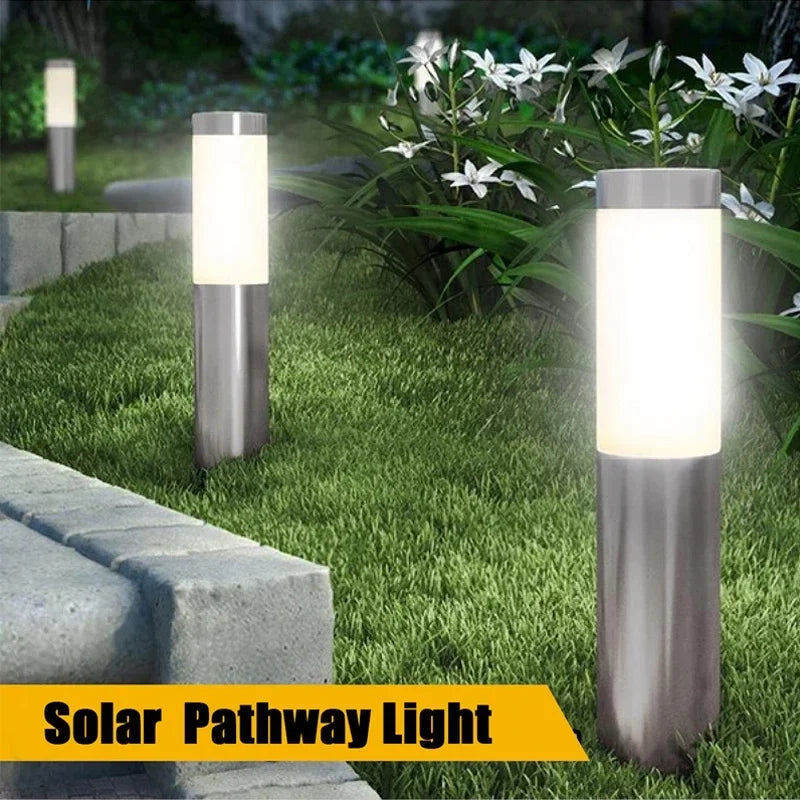 Solar Garden Pathway Lights Outdoor Waterproof LED Lighting Ground Plug Bollard Light for Patio Gardens Pathways Lawn Yard