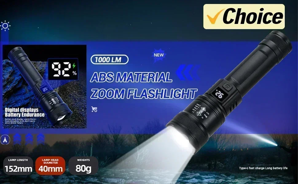 High Strong Power Led Flashlights Tactical Flash Light Torch Ultra Bright Lamp USB Charging Camping Fishing Defensa Zoom Lantern