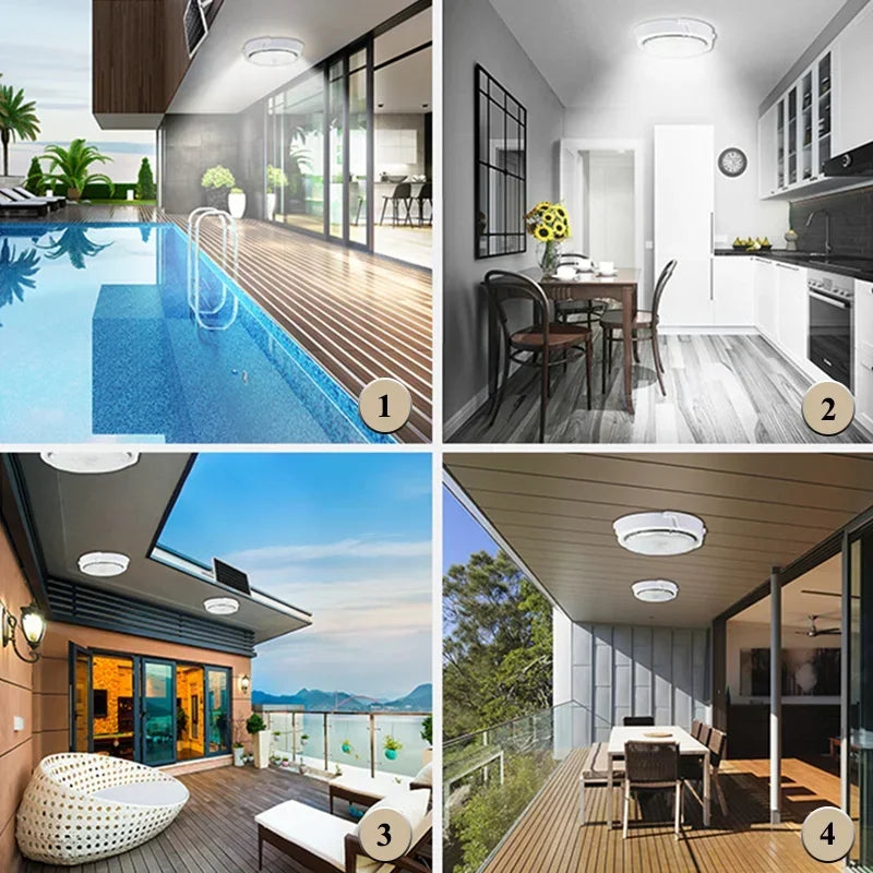 LED Solar Ceiling Light 25/40/60/80/100W  Solar Lamp Outdoor Waterproof Remote Control for Garden Hallway Indoor Living Room