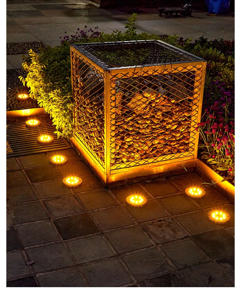 8/20 LED Solar Disc Light Outdoor IP65 Waterproof Underground Light Courtyard Road Deck Lamp Garden Lawn Decorative Spotlight