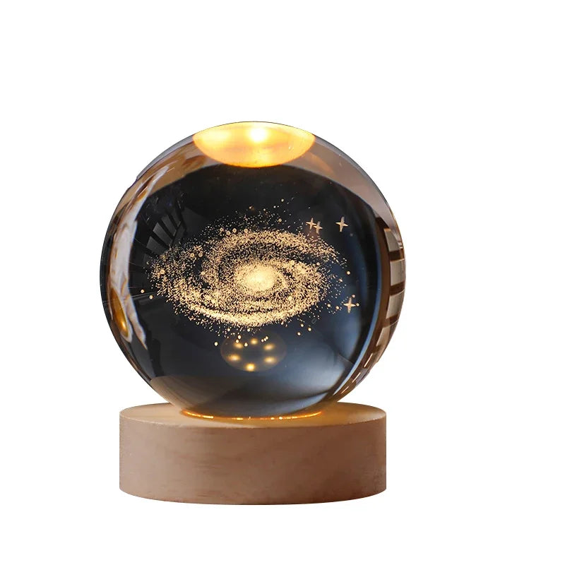 Night Light, LED Light, Crystal Ball, USB Powered, Saturn, Elk, Milky Way, Pattern, Ambient Light, Christmas Gift Light