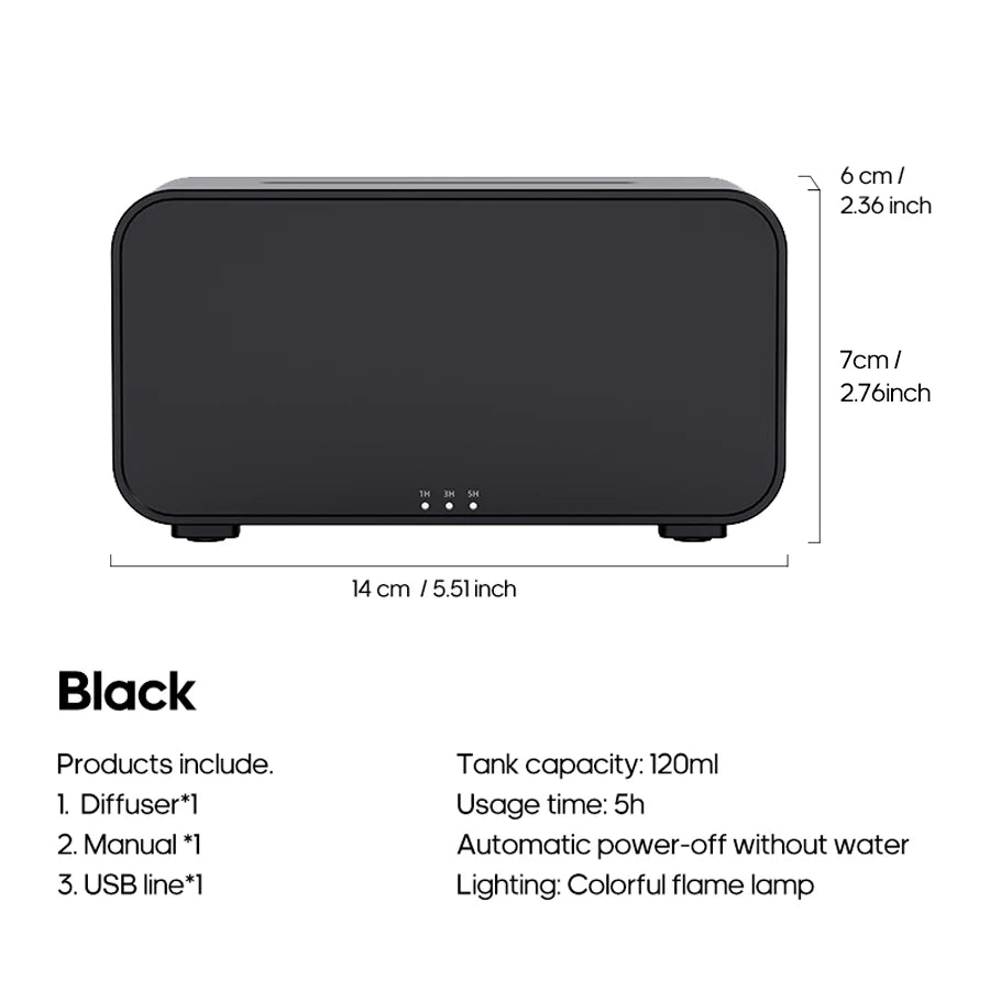 New Simulation Flame Aromatherapy Machine Mini Air Humidifier LED Colorful Light Timer Humidifier Home Perfume Diffuser