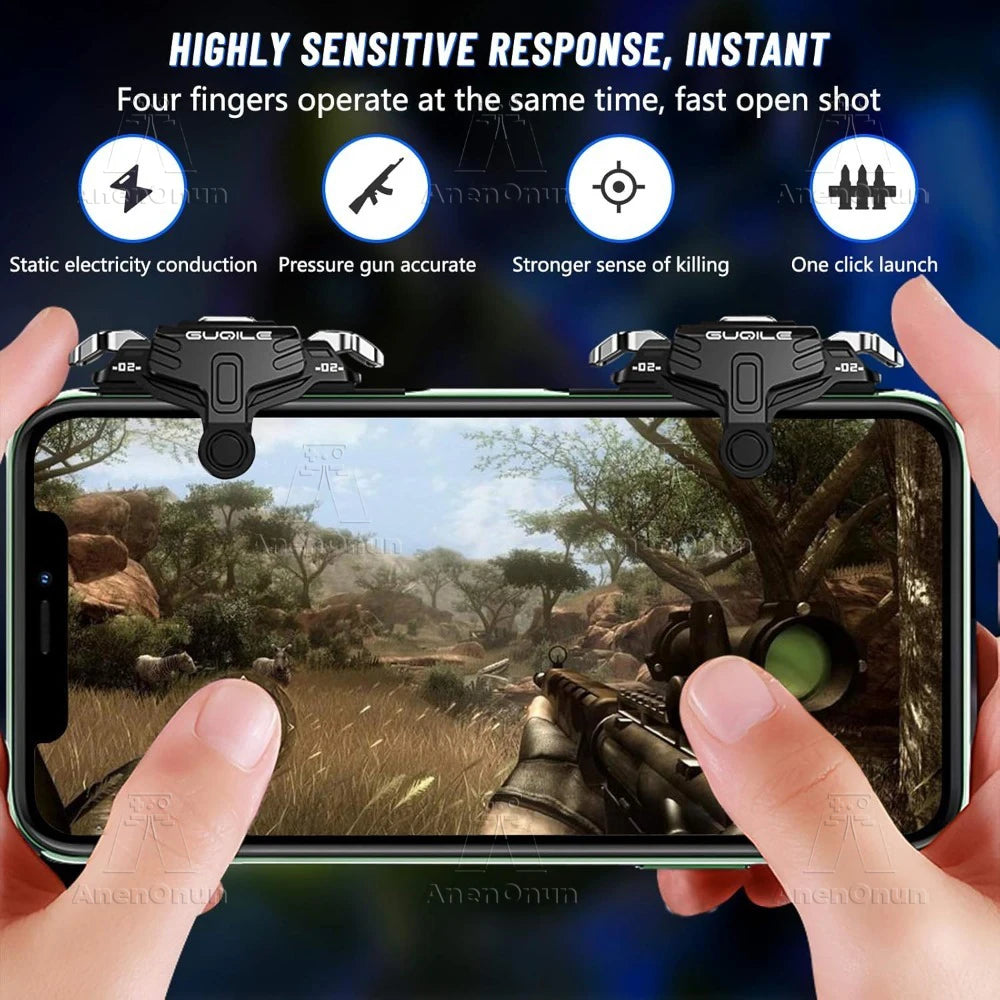 PUBG Mobile Game Controller Trigger Four-finger Operation Mechanical Button Android/iOS Cell Phone Shooting Gaming Accessories