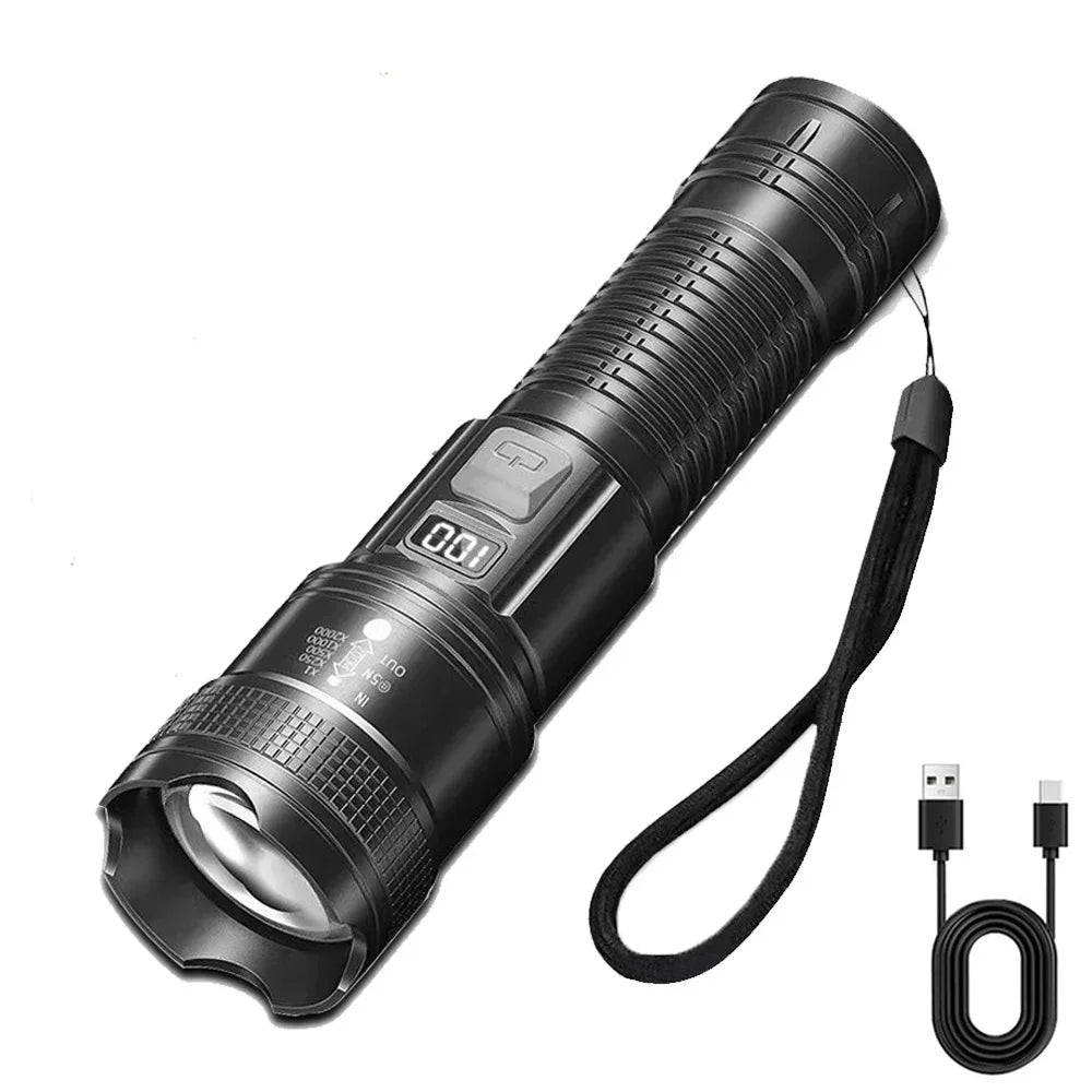 High Strong Power Led Flashlights Tactical Flash Light Torch Ultra Bright Lamp USB Charging Camping Fishing Defensa Zoom Lantern