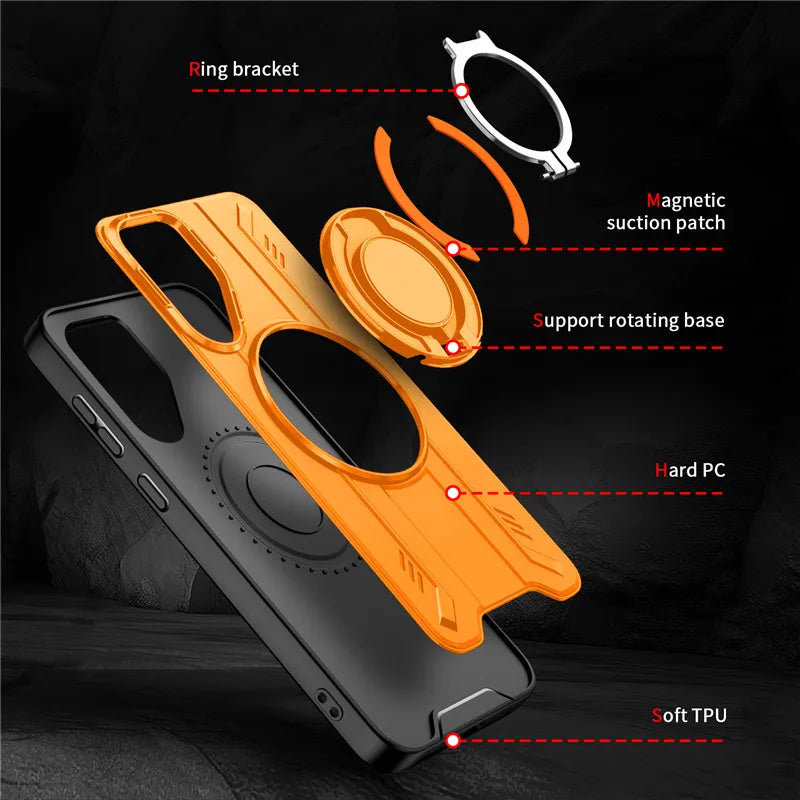 Armor Magnetic Ring Shockproof Case For Samsung Galaxy A14 A15 A35 A55 A16 A26 A36 A56 5G Magsafe Wireless Charging Cover